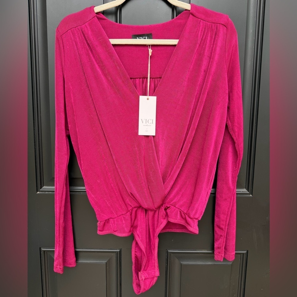 🆕 Vici Women's Deep Red Wrap Bodysuit Medium